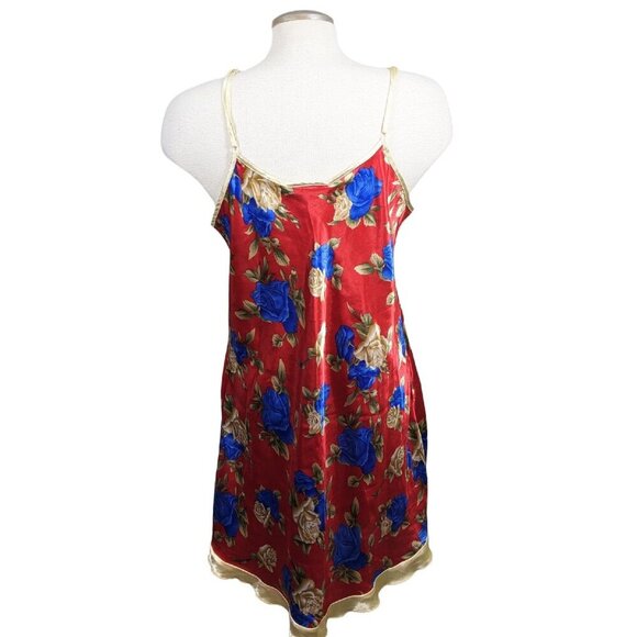 Do Not Disturb Sleep Dress Womens L Silky Bow Roses Ruffle Multicolor Romantic - Picture 3 of 6